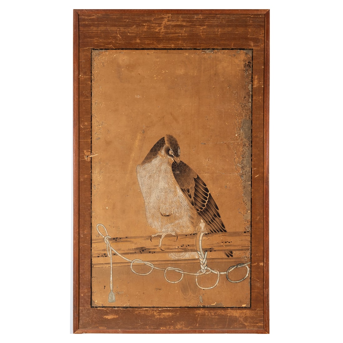 Framed Japanese Painted Panel of Falcon (1 of 2)