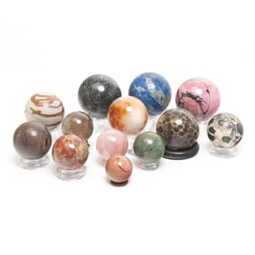 Collection of  Decorative Hardstone and Other Spheres