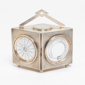 French Gustav Keller Sterling Silver Travel Clock