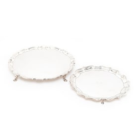 Two Sterling Silver Chippendale Style Serving Trays