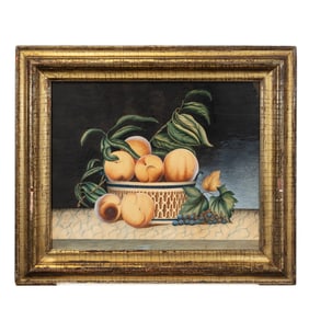 American School, Peaches Still Life, watercolor