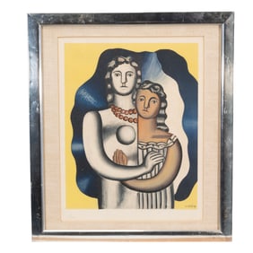 Color Lithograph, Fernand Leger, Mother and Daughter.