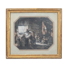 Dutch School, Tavern Scene, Watercolor