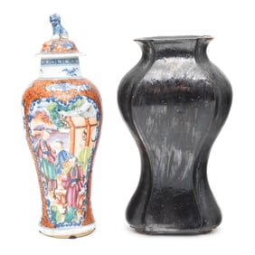 Two Chinese Vases: Porcelain and Pottery