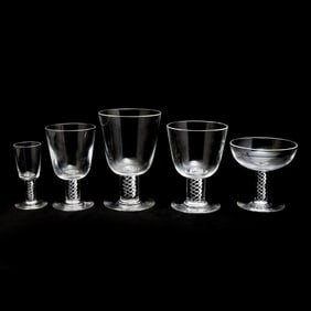 Set of Steuben Crystal Air Twist Stemware