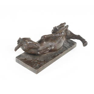 Frederick George Richard Roth, Mule, Bronze: FREDERICK GEORGE RICHARD ROTH (American, 1872-1944), Mule, 1901, bronze, (approximate dimensions - overall: H 2 3/4 x W 4 1/4 x L 4 3/4 inches); inscribed signature at base. Condition: Surface dust, s