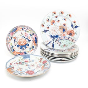 Ten English Ironstone Transfer Printed Dishes