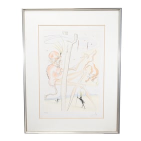 Salvador Dali, Monkey and Leopard, drypoint etching