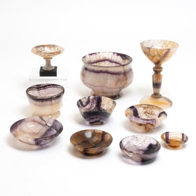 Collection of Derbyshire Blue John Table Articles
