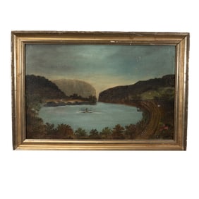 Framed Painting, Lake Scene.