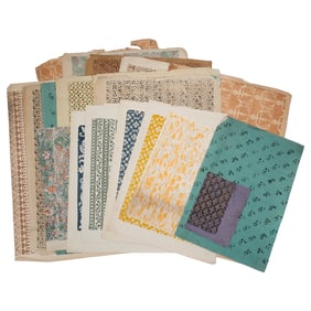 Collection of Antique Hand Blocked Paper Sheets.