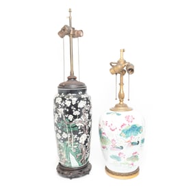 Two Chinese Porcelain Vases Converted Table Lamps