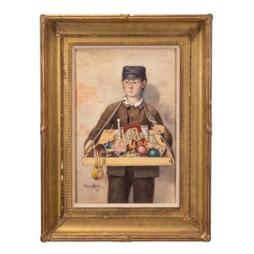 F. Rollin Smith, Young Vendor with Tray, watercolor