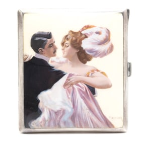 Ferdinand Von Reznicek Enameled Silver Cigarette Case