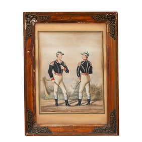 European School, Cavalry Stand Off, watercolor.