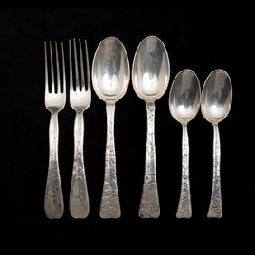 Tiffany Etched Lap Over Edge Pattern Sterling Flatware
