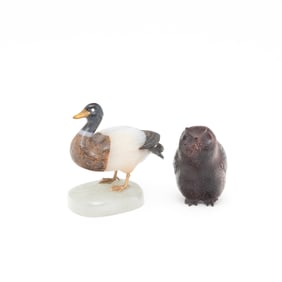 Two Chinese Hardstone Bird Figures