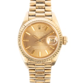 Rolex Oyster Perpetual Datejust 18k Gold Wristwatch.