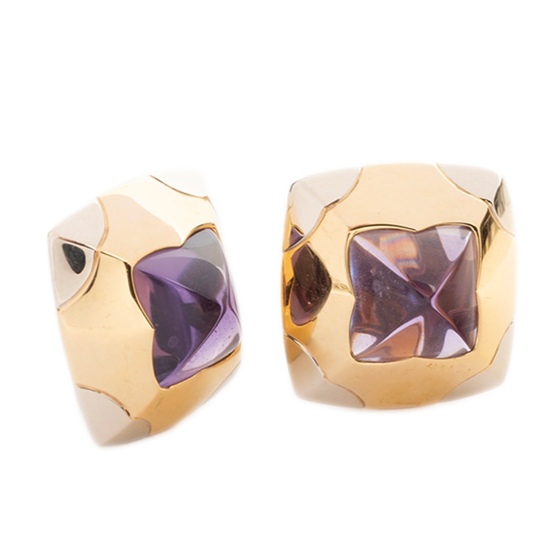 Pair of Bulgari Amethyst, 18k Gold Pyramid Earrings. (1 of 4)