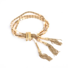 18k Yellow Gold Tassel Bracelet.