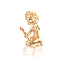 Van Cleef & Arpels Pearl, Multi-Stone, 14k Gold Brooch.