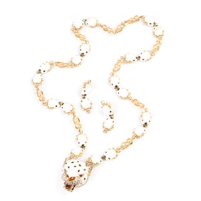 Italian Enamel, Diamond, Ruby, 18k Yellow Gold Suite.