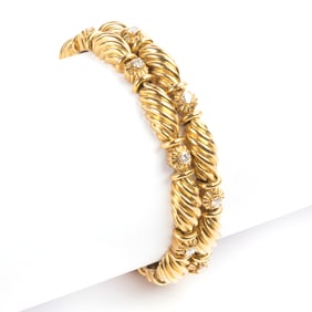 Diamond, 18k Yellow Gold Bracelet.