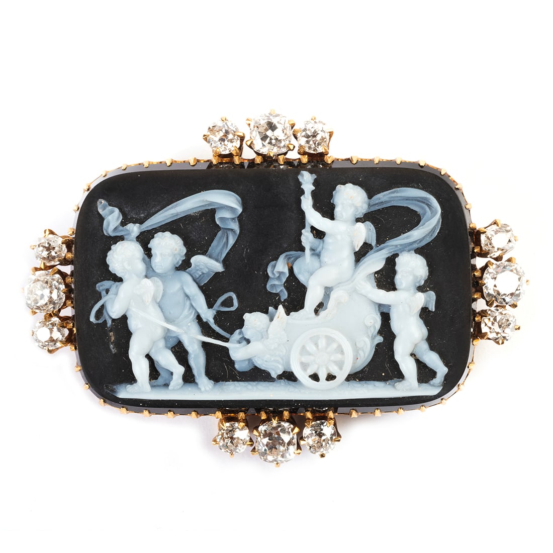 Antique Tiffany Onyx Cameo, Diamond, 18k  Gold Brooch. (1 of 4)