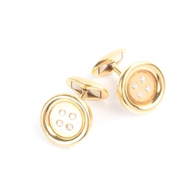 Pair of Tiffany & Co Diamond, 18k Yellow Gold Cufflinks