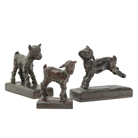 Edith Barretto Stevens Parsons, three lambs, bronzes