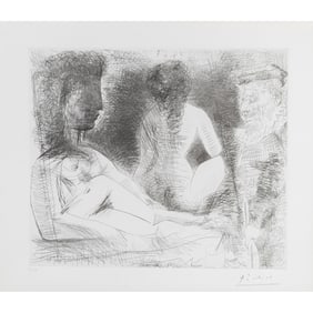Pablo Picasso, Peintre Avec Deuz Modeles, drypoint