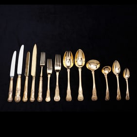 English Regency Vermeil Sterling Silver Flatware Set