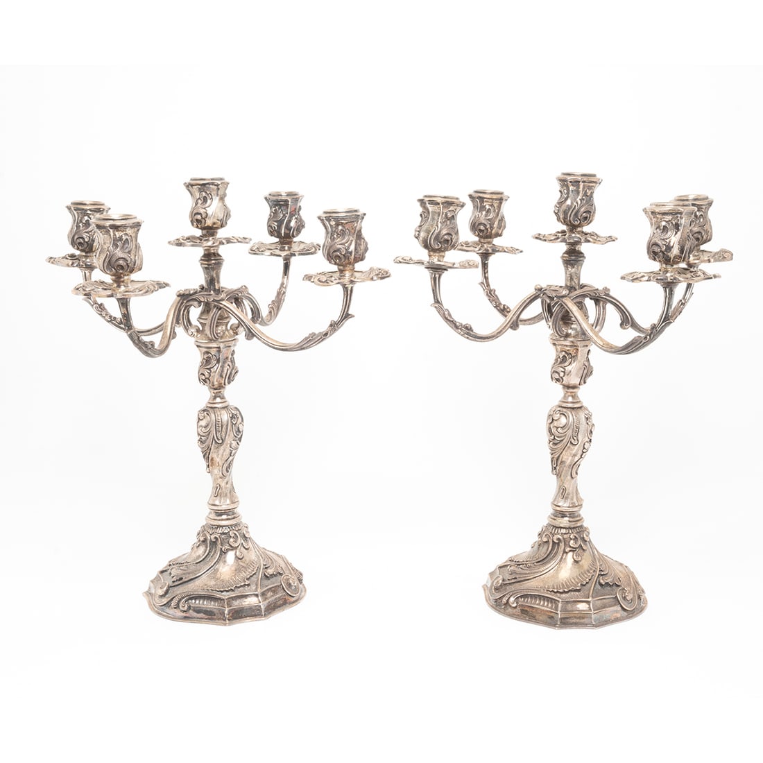 Pair Italian Mazzucato Sterling Five Light Candelabra (1 of 5)