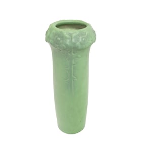 Artus Van Briggle Pottery Tall Green Roses Vase