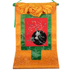 Mathus Kaewdam: Collage on Thangka Scroll