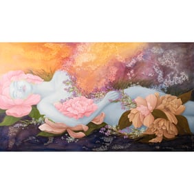 Donnapa Phurphangam: 'Peony of Life', Painting