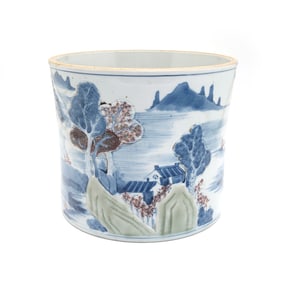 Underglaze Blue, Copper-Red and Celadon Brushpot