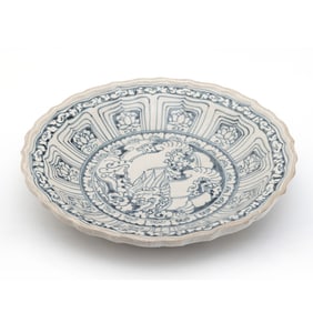 Vietnamese Export Blue and White Chu Dau Ceramic Plate