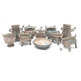 A Set of Ten Chinese Archaistic Bronze Vessels