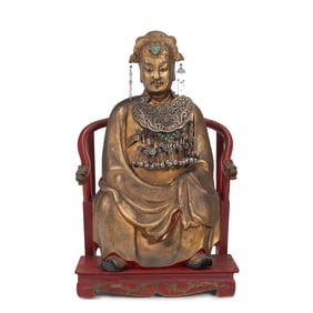 Chinese Carved and Gilt Seated Official Figure