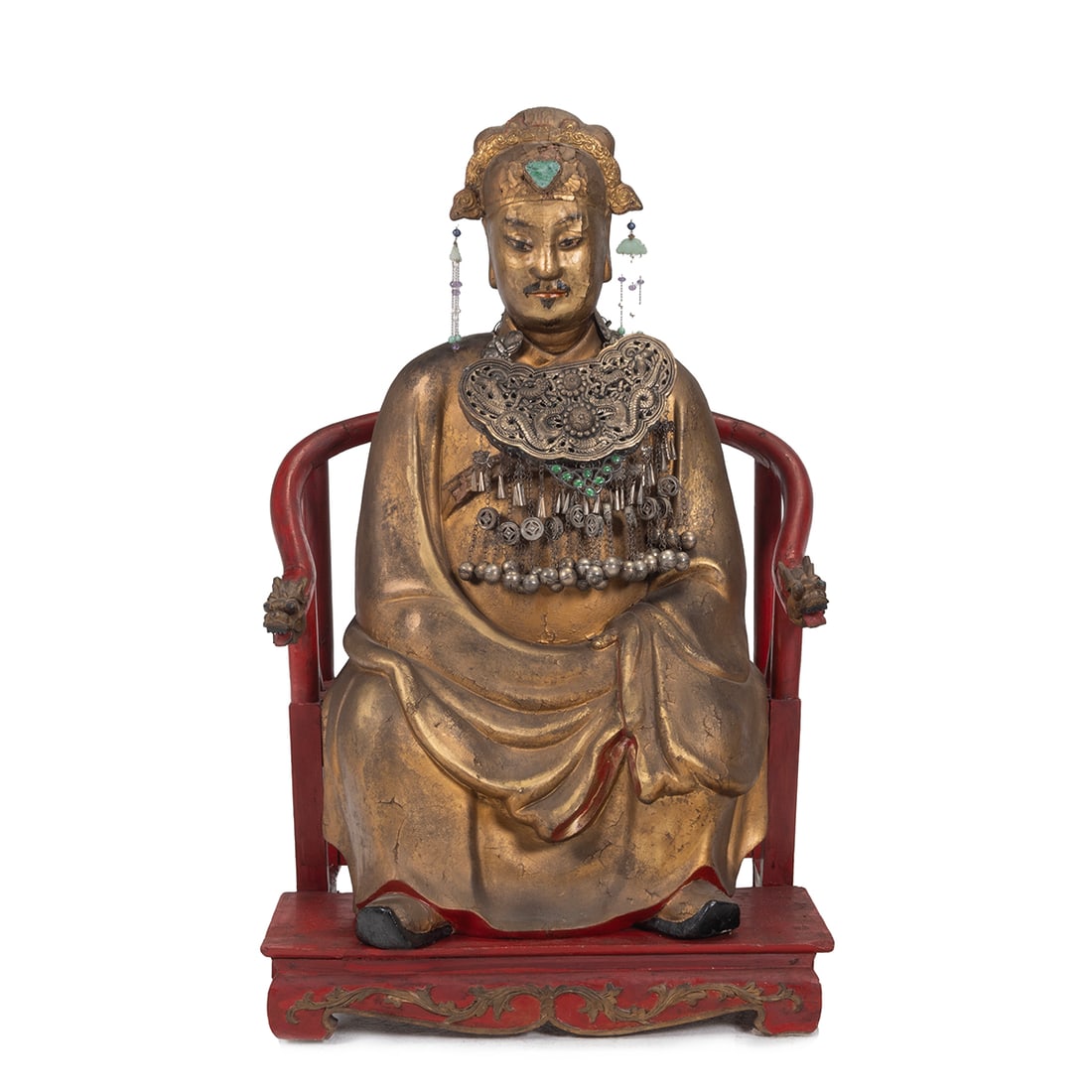 Chinese Carved and Gilt Seated Official Figure (1 of 4)