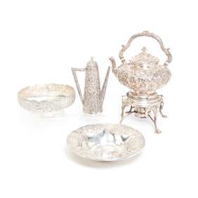 Sterling Repousse Table Articles Incl S. Kirk & Sons