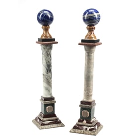 Pair of Grand Tour Style Marble Columns