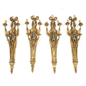 Set of Four Louis XVI Style Dore Bronze Sconces