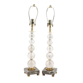 Pair of Art Moderne Style Sphere Table Lamps