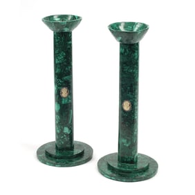 Pair of Malachite Candlesticks