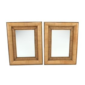 Pair of Portuguese Style Bamboo and Wicker Mirrors