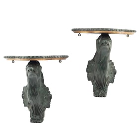 Pair of Italian Style Painted Eagle Motif Brackets