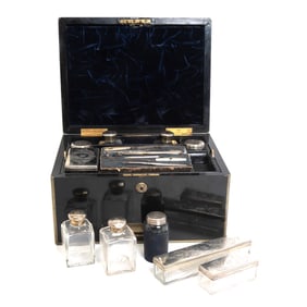 19th Century F. West Ebonized Necessaire de Toilette