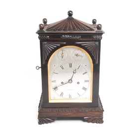 English Victorian Ellicott & Smith Redwood Mantel Clock